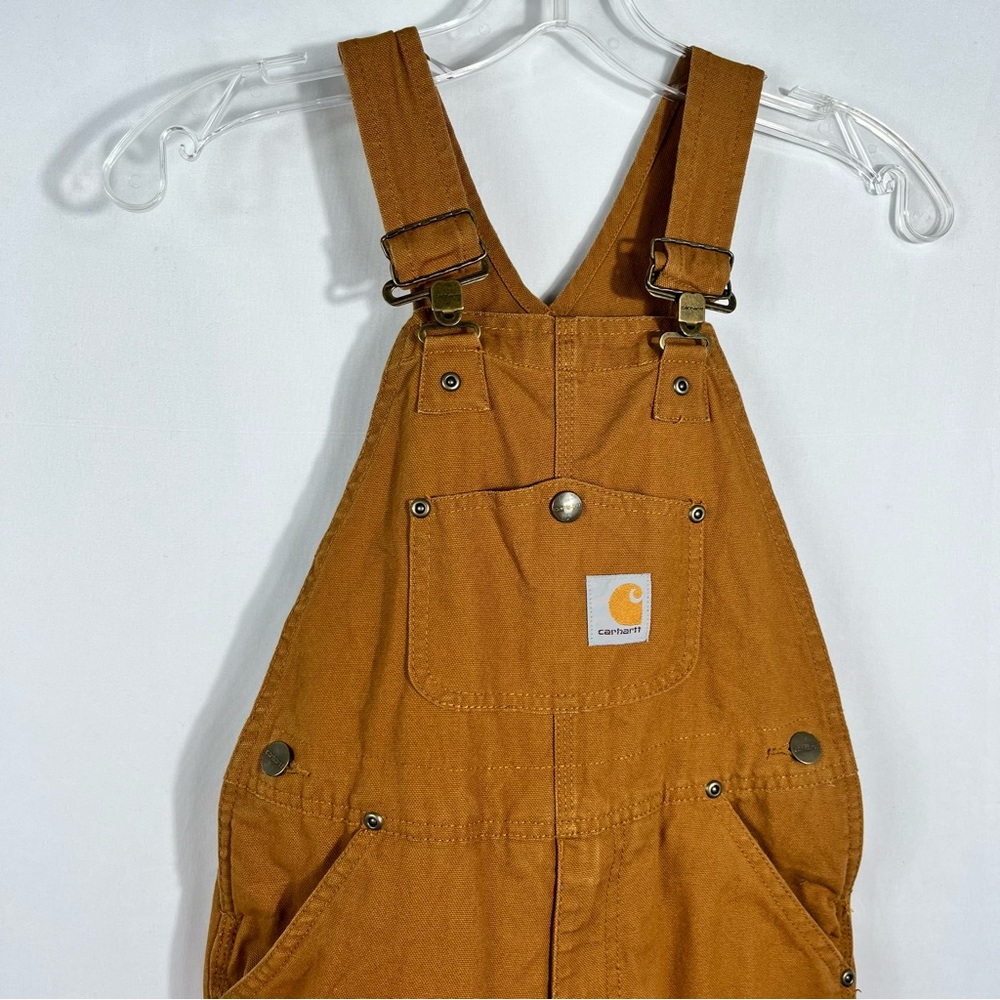 Carhartt Kids Khaki Tan Double Knee Lined Insulated Overalls  Workwear Youth 7 - Picture 4 of 7
